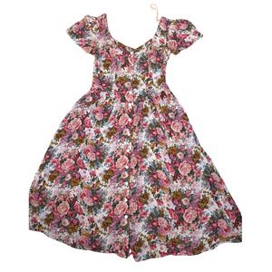 Country Romance Rayon Floral Midi Dress | Pink Cottagecore | Fairycore Boho